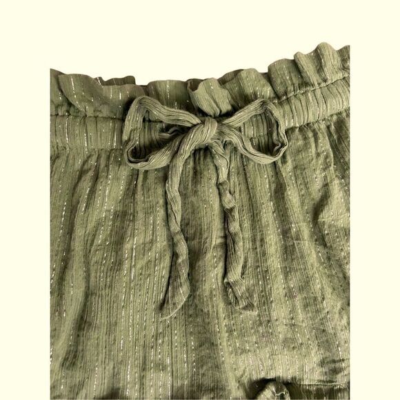 Majorelle Stretch Waist Tiered Pleated Flowy Mini Skirt Women's Green Large - Picture 2 of 5